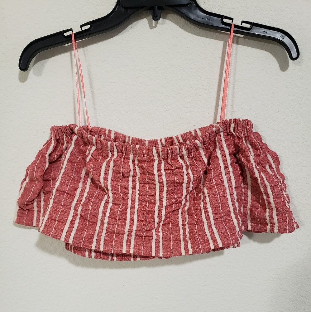 Lost + Wander Red/White Striped Crop Top